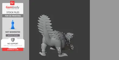 A 3D model of a Stegouros dinosaur with a spiked tail, designed for 3D printing.