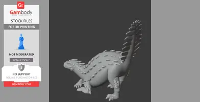 3D model of a Stegouros, a prehistoric animal with a spiked tail and armored back, for 3D printing.