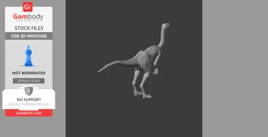3D model of a Struthiomimus dinosaur, poised and detailed, for 3D printing.