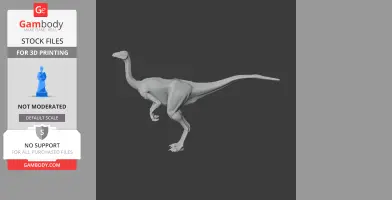 3D model of a Struthiomimus dinosaur in a neutral pose, ready for 3D printing.
