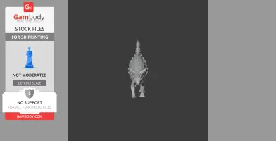 3D model of a Struthiosaurus dinosaur, viewed from the front, showing its detailed armor and spikes.
