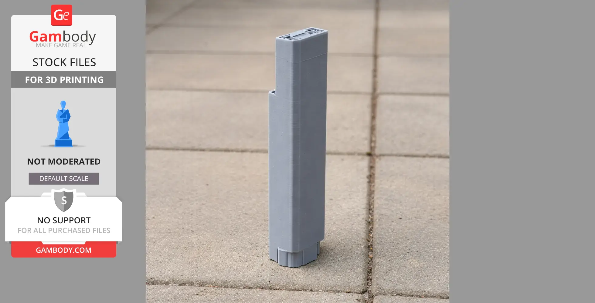 3D-printed model of Guangxi China Resources Tower standing on tiled pavement.