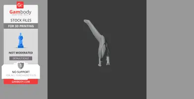A 3D model of a Suuwassea dinosaur with a long neck and tail, standing upright, for 3D printing.