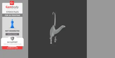 3D model of a Suuwassea dinosaur, featuring a long neck and tail, displayed for printing.