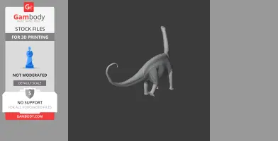 3D model of Suuwassea, a long-tailed, prehistoric dinosaur, designed for 3D printing.