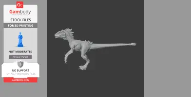 A detailed 3D model of a Tachiraptor dinosaur, ready for 3D printing.