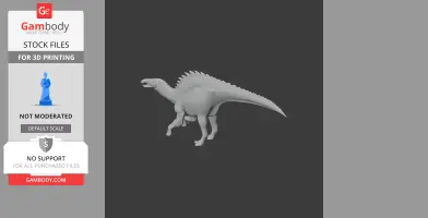 3D model of a Tanius dinosaur, detailed with spines, in a side view pose for 3D printing.