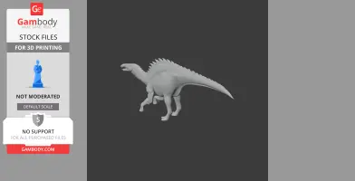 Gray 3D model of a prehistoric dinosaur with a spiked back, designed for 3D printing.