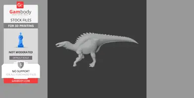 A 3D model of a dinosaur with a spiked back and long tail, designed for 3D printing.