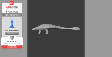 3D model of an armored, long-tailed prehistoric animal for 3D printing.