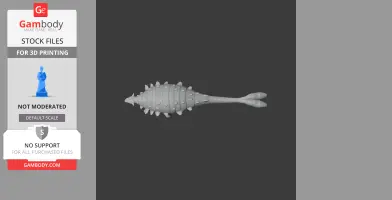 A 3D model of a Tarchia, a prehistoric armored dinosaur, tail club visible, for 3D printing.