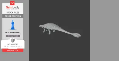 3D model of a Tarchia dinosaur with armored body and long tail, ready for 3D printing.
