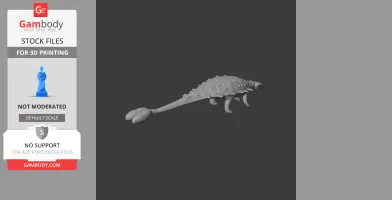 A 3D model of a prehistoric armored dinosaur with a long tail, ready for 3D printing.