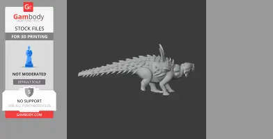 A spiked, prehistoric Tatankacephalus model for 3D printing, side view.