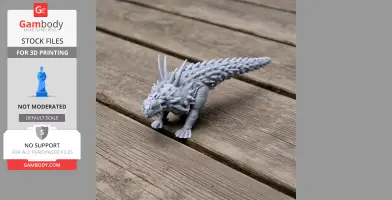A 3D-printed model of a spiky, prehistoric creature on a wooden surface.