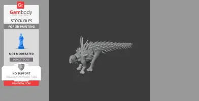 Spiky, armored prehistoric animal 3D model for printing, resembling an ankylosaur.