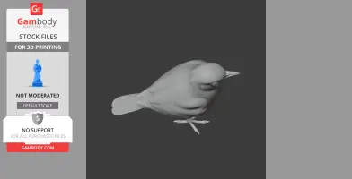 3D model of a prehistoric thrush standing with detailed feathers, ready for 3D printing.