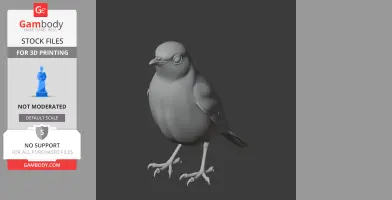 A detailed 3D model of a thrush bird, designed for 3D printing.