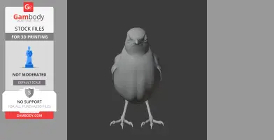 A 3D model of a prehistoric bird with an upright stance and detailed claws, designed for printing.