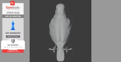 Top view of a smooth, stylized thrush bird model, designed for 3D printing.