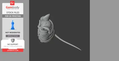 Samurai-themed ring featuring a stylized anthropomorphic mouse in detailed armor, ready for 3D printing.