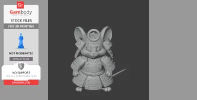 A cartoon mouse in detailed samurai armor, standing proudly with a determined expression.