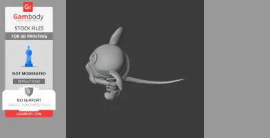 3D model of a mouse with stormtrooper armor, featuring a long tail and ears.