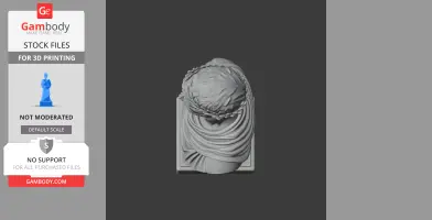 Top view of a 3D-printable bust of a historical figure with a laurel wreath and draped clothing.