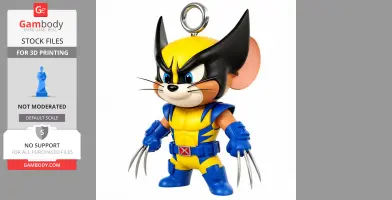 Jerry Mouse Wolverine Ring Figure - Mashup Figure STL