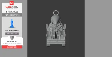 A 3D model of a Xenomorph mashup figure with a ring on top, viewed from the front.