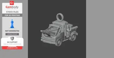 A 3D model of a tow truck character combined with Boba Fett features and a ring on top.