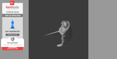 A 3D model of a Napoleonic soldier in uniform with a cloak and sword, designed for 3D printing.