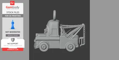 A 3D model of a tow truck with Darth Vader's helmet as the cab, designed for 3D printing.