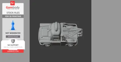 A 3D model of a tow truck merged with Darth Vader's helmet, viewed from the top.