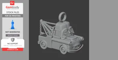 Mashup 3D model of Mater and Darth Vader as a tow truck figure with detailed helmet features.