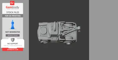 3D model of a mashup tow truck character with Marvel hero elements, viewed from the top.