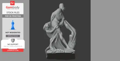 A 3D model of an ancient warrior in dynamic pose, draped in cloth.