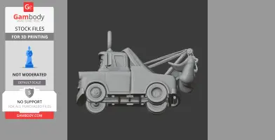 3D model of a tow truck fused with a wizardly character, designed for 3D printing.