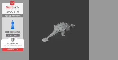 A 3D model of a spiked, armored dinosaur, resembling an ankylosaurus, in a gray shade.