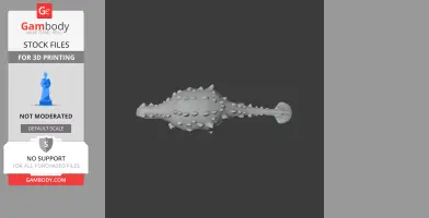 3D model of a spiky, prehistoric dinosaur viewed from above; ready for 3D printing.