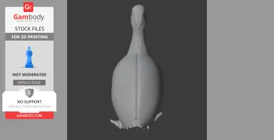 A 3D model of a Tinamou bird viewed from above, showing its elongated neck and rounded body.