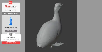 3D model of a tinamou bird, smooth texture, upright posture, intended for 3D printing.