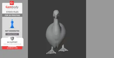 3D model of a prehistoric Tinamou bird, viewed from the front for printing.