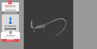 3D model of a long-necked dinosaur with a slender tail, suitable for 3D printing.