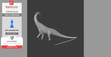 3D model of a Titanosaurus with long neck and tail, designed for 3D printing.