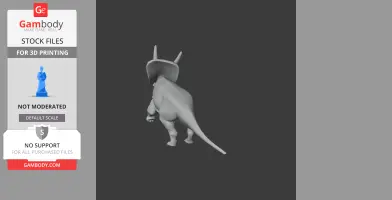 3D model of a Torosaurus dinosaur from the rear, designed for 3D printing.