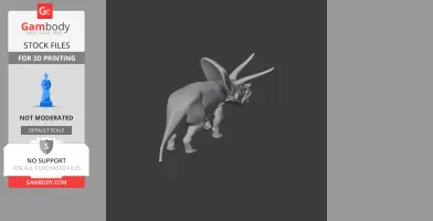 A 3D model of a Torosaurus dinosaur, viewed from the back, showing its large frill and horns.