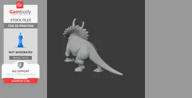 3D print model of a Triceratops from behind, showcasing its frill and long tail.