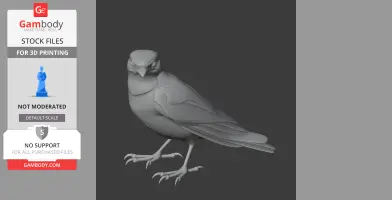 A 3D model of a prehistoric bird standing with detailed feathers and claws.