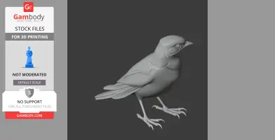 A 3D model of a bird-like prehistoric animal in a standing pose, suitable for 3D printing.